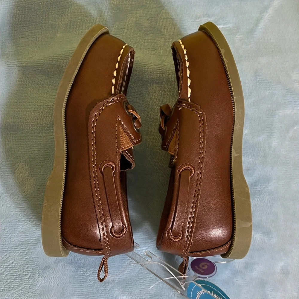 Carter’s Toddler Boys Boat Shoes Size 6 Brown Slip-On NEW WITH TAGS